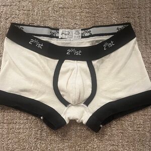 2xist White Trunk Briefs with Black Trim